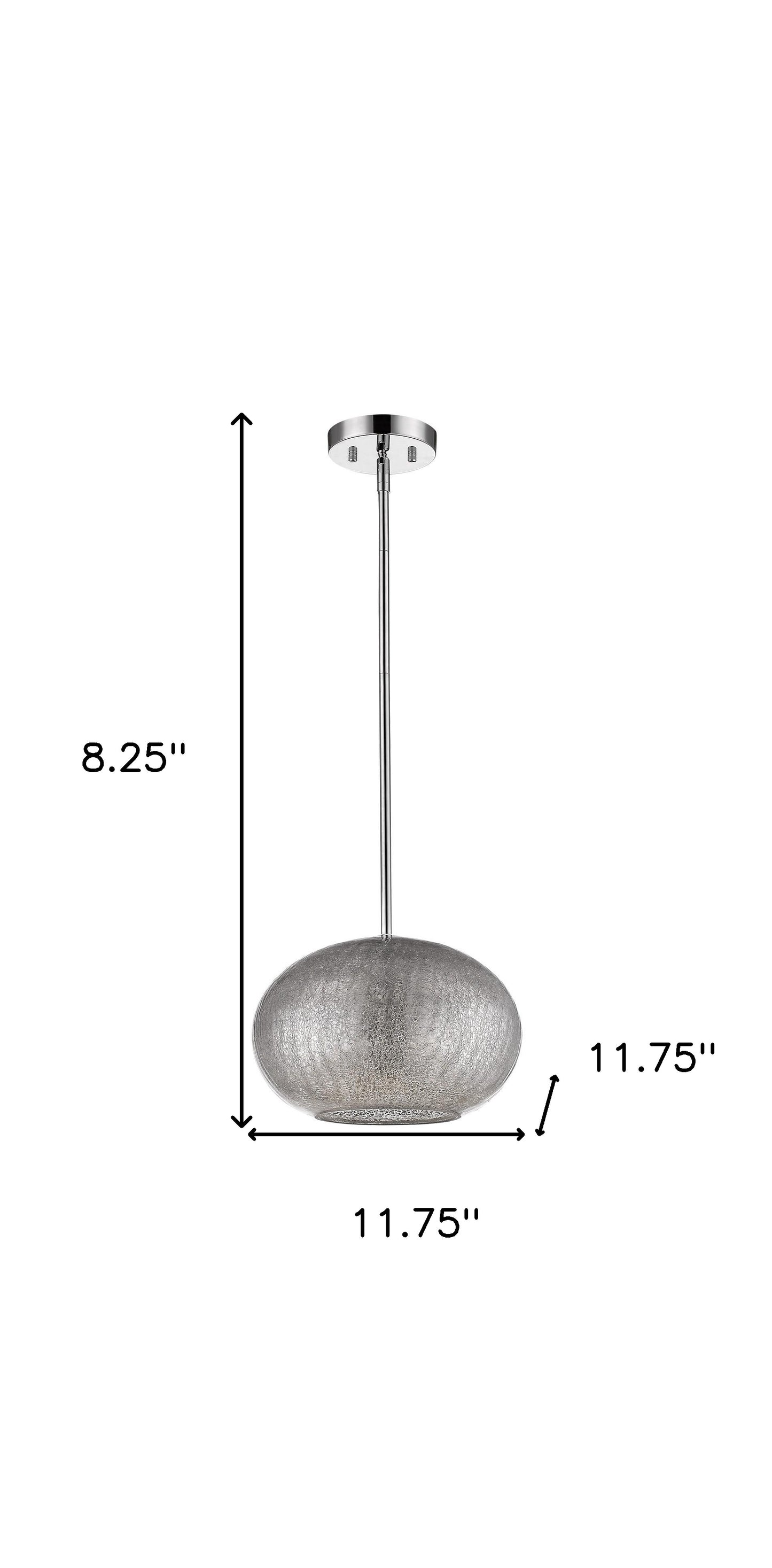 Brielle 1-Light Polished Nickel Pendant With Textured Glass Shade