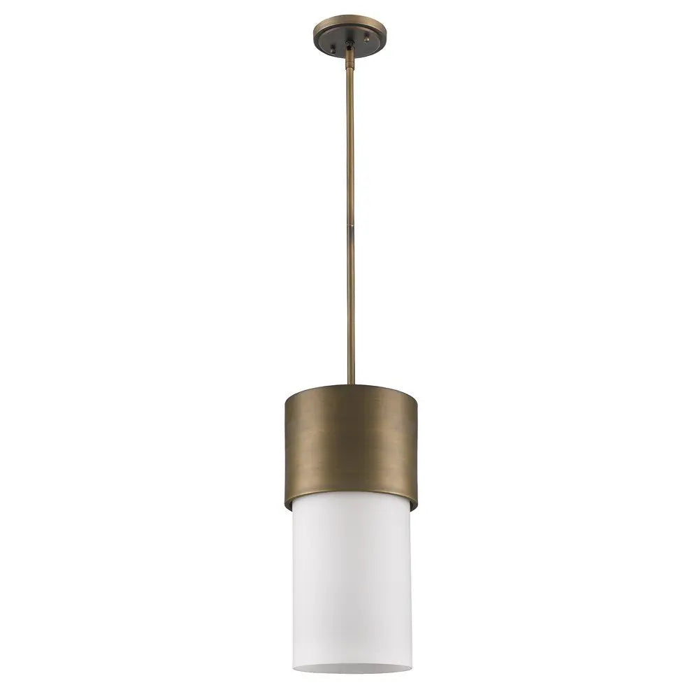 Midtown 1-Light Raw Brass Pendant With Frosted Glass Shade HomeRoots