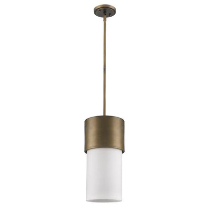 Midtown 1-Light Raw Brass Pendant With Frosted Glass Shade HomeRoots