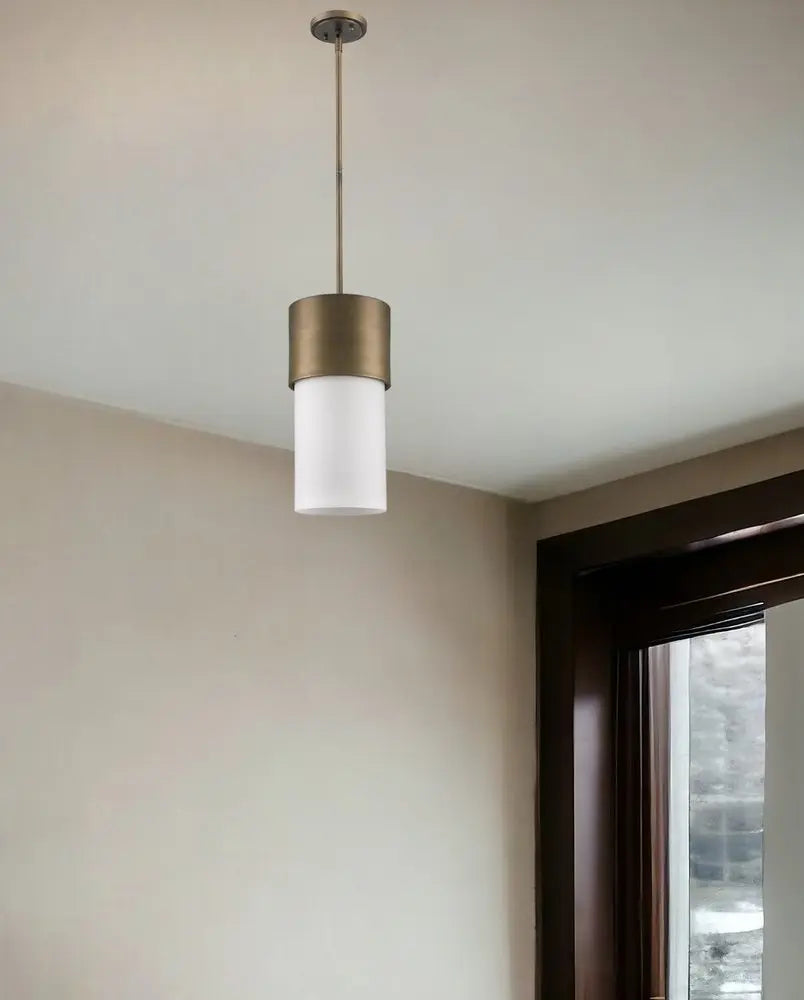 Midtown 1-Light Raw Brass Pendant With Frosted Glass Shade HomeRoots