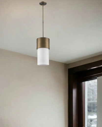 Midtown 1-Light Raw Brass Pendant With Frosted Glass Shade HomeRoots