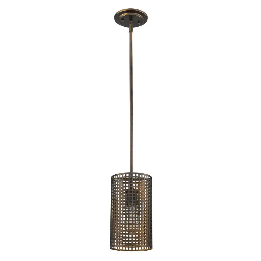 Bronze Metal Hanging Light with Mesh Shade HomeRoots