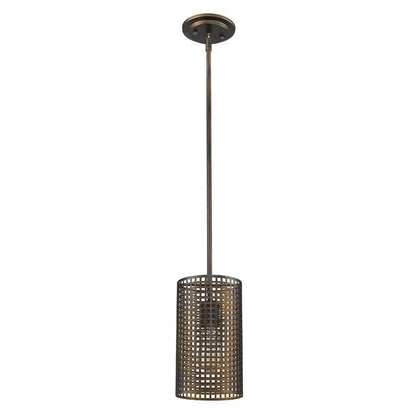 Bronze Metal Hanging Light with Mesh Shade HomeRoots
