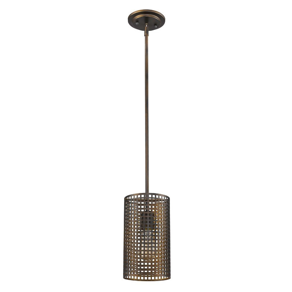 Bronze Metal Hanging Light with Mesh Shade HomeRoots