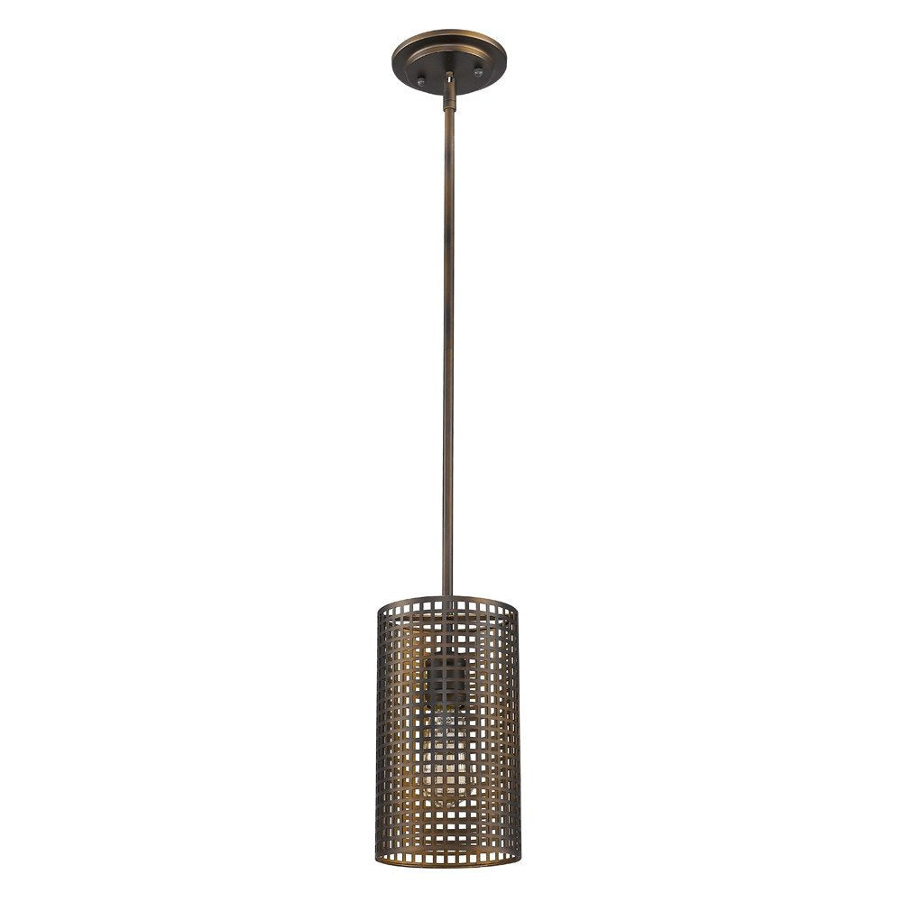 Bronze Metal Hanging Light with Mesh Shade HomeRoots