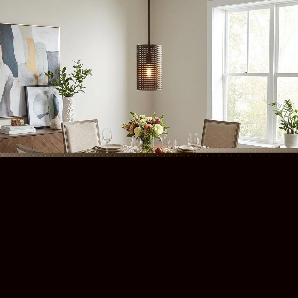 Bronze Metal Hanging Light with Mesh Shade HomeRoots