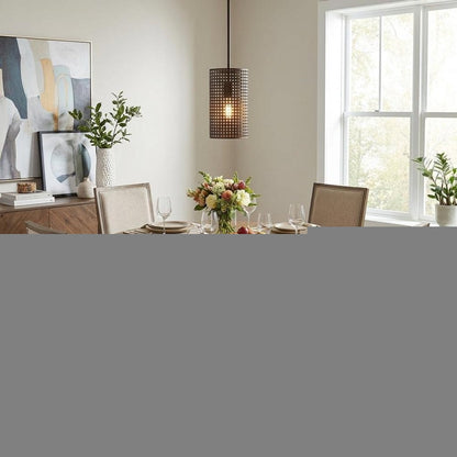 Bronze Metal Hanging Light with Mesh Shade HomeRoots