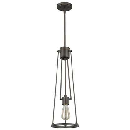 Jade 1-Light Oil-Rubbed Bronze Pendant With Vertical Structural Frames