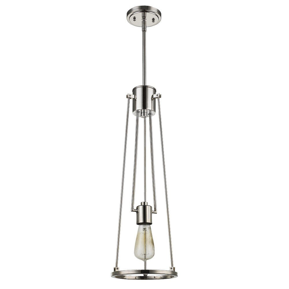 Jade 1-Light Polished Nickel Pendant With Vertical Structural Frames HomeRoots