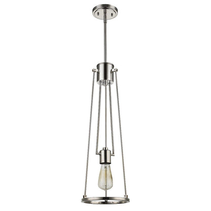 Jade 1-Light Polished Nickel Pendant With Vertical Structural Frames HomeRoots