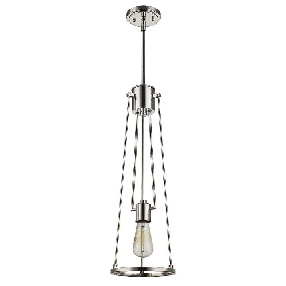 Jade 1-Light Polished Nickel Pendant With Vertical Structural Frames HomeRoots