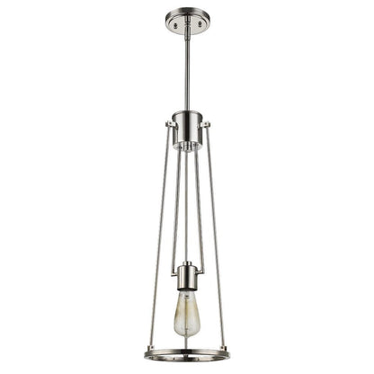 Jade 1-Light Polished Nickel Pendant With Vertical Structural Frames HomeRoots