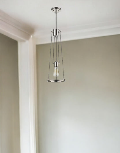 Jade 1-Light Polished Nickel Pendant With Vertical Structural Frames