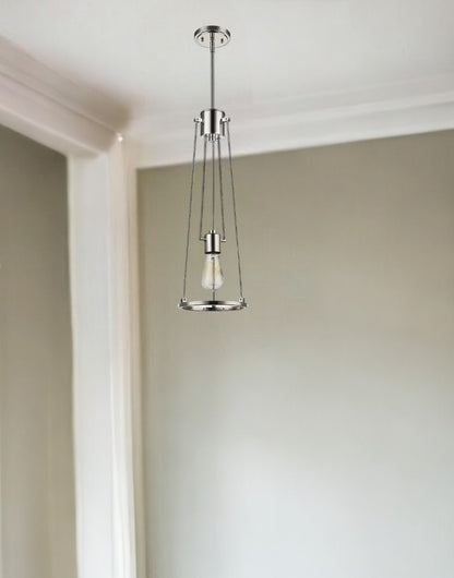 Jade 1-Light Polished Nickel Pendant With Vertical Structural Frames HomeRoots