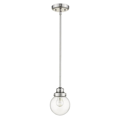 Silver Metal Hanging with Round Clear Glass Shade HomeRoots