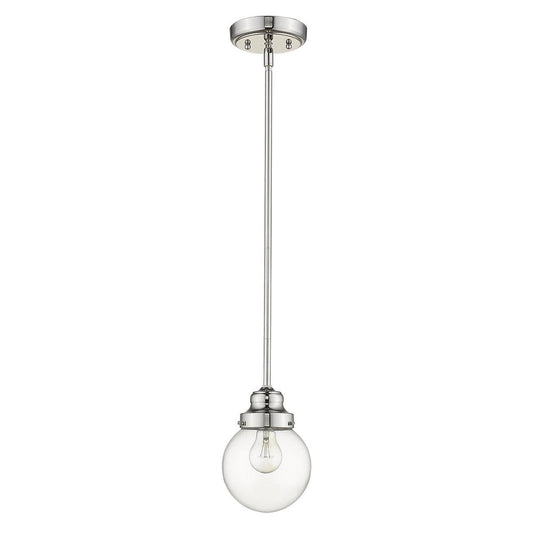 Silver Metal Hanging with Round Clear Glass Shade HomeRoots