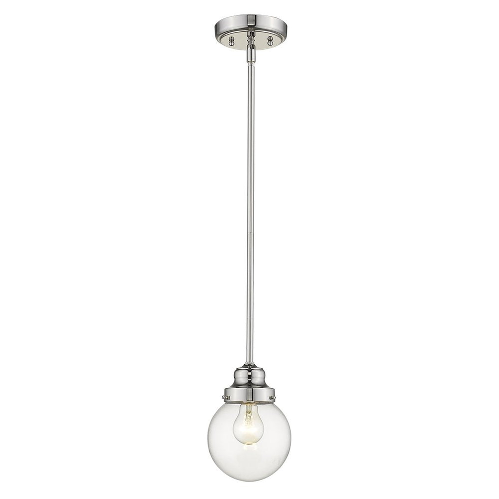 Silver Metal Hanging with Round Clear Glass Shade HomeRoots