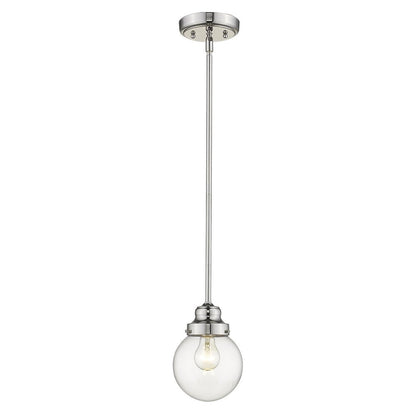 Silver Metal Hanging with Round Clear Glass Shade HomeRoots