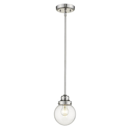Silver Metal Hanging with Round Clear Glass Shade HomeRoots