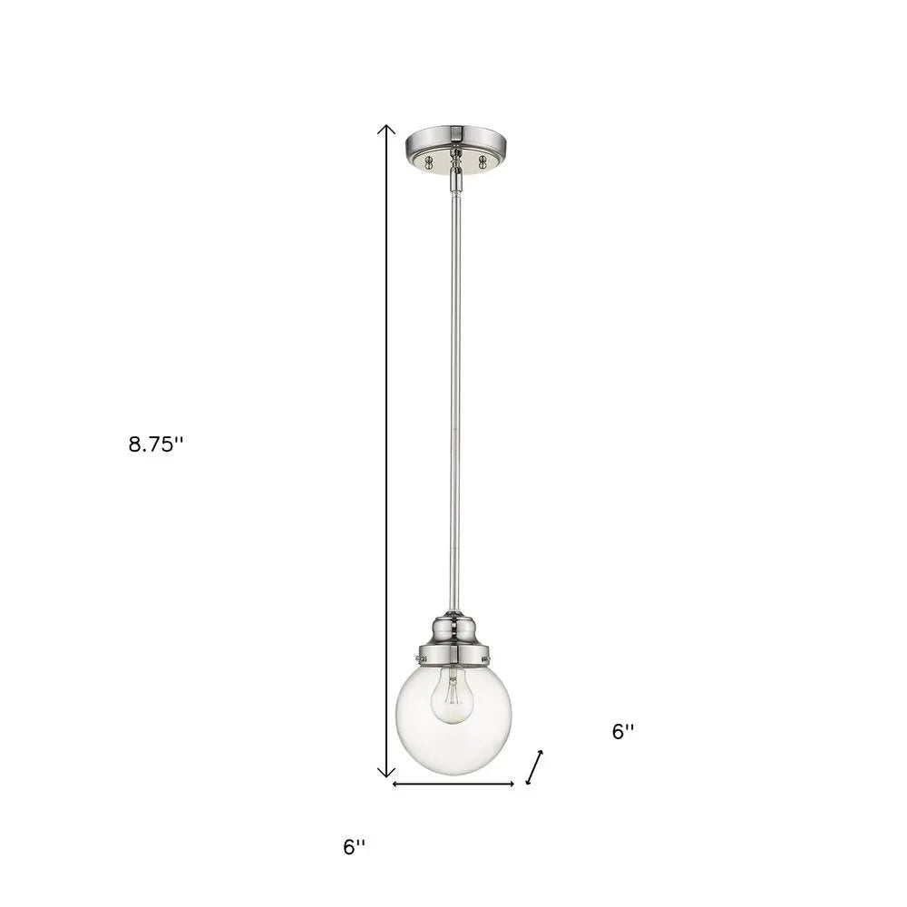 Silver Metal Hanging with Round Clear Glass Shade HomeRoots