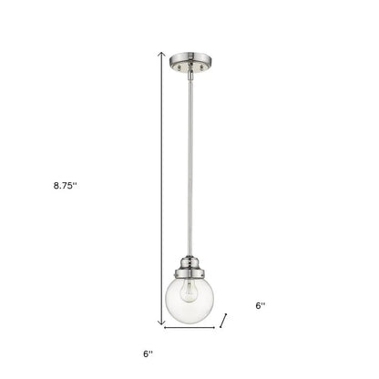 Silver Metal Hanging with Round Clear Glass Shade HomeRoots