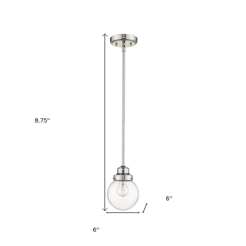 Silver Metal Hanging with Round Clear Glass Shade HomeRoots