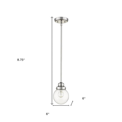 Silver Metal Hanging with Round Clear Glass Shade HomeRoots