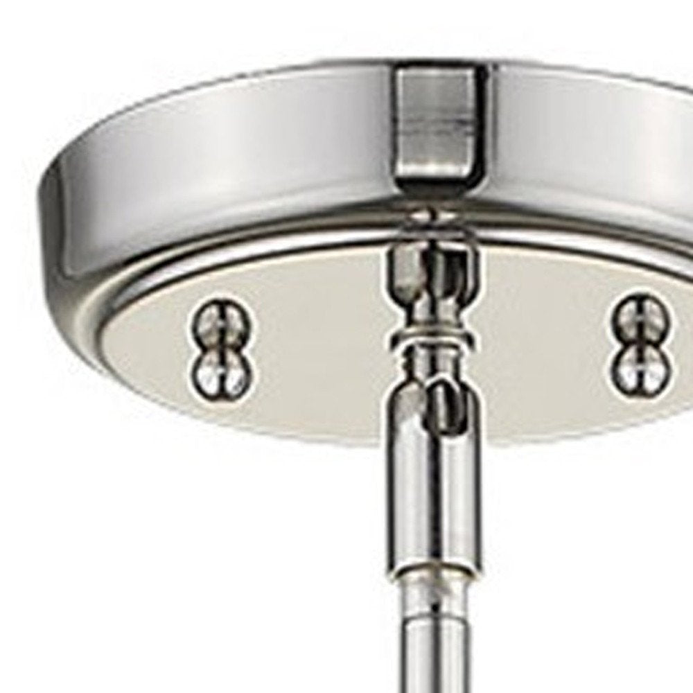Silver Metal Hanging with Round Clear Glass Shade HomeRoots
