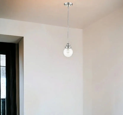 Silver Metal Hanging with Round Clear Glass Shade HomeRoots