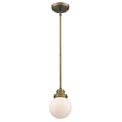 Brushed Gold Metal Hanging with Round Glass Shade