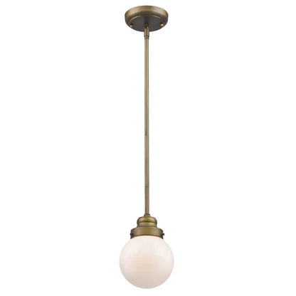 Brushed Gold Metal Hanging with Round Glass Shade HomeRoots