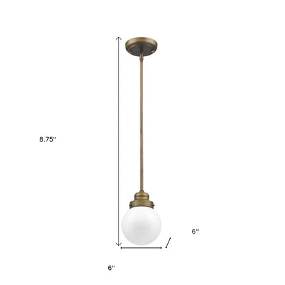 Brushed Gold Metal Hanging with Round Glass Shade HomeRoots