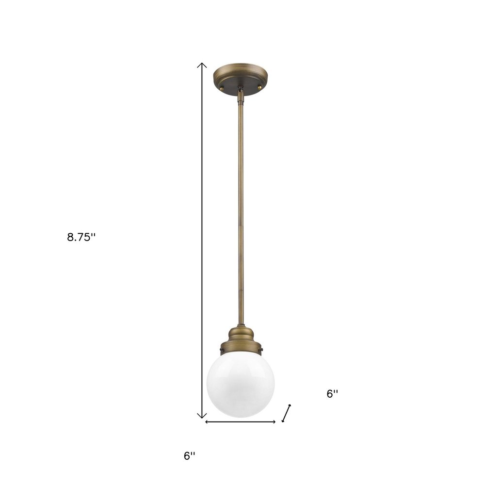Brushed Gold Metal Hanging with Round Glass Shade HomeRoots