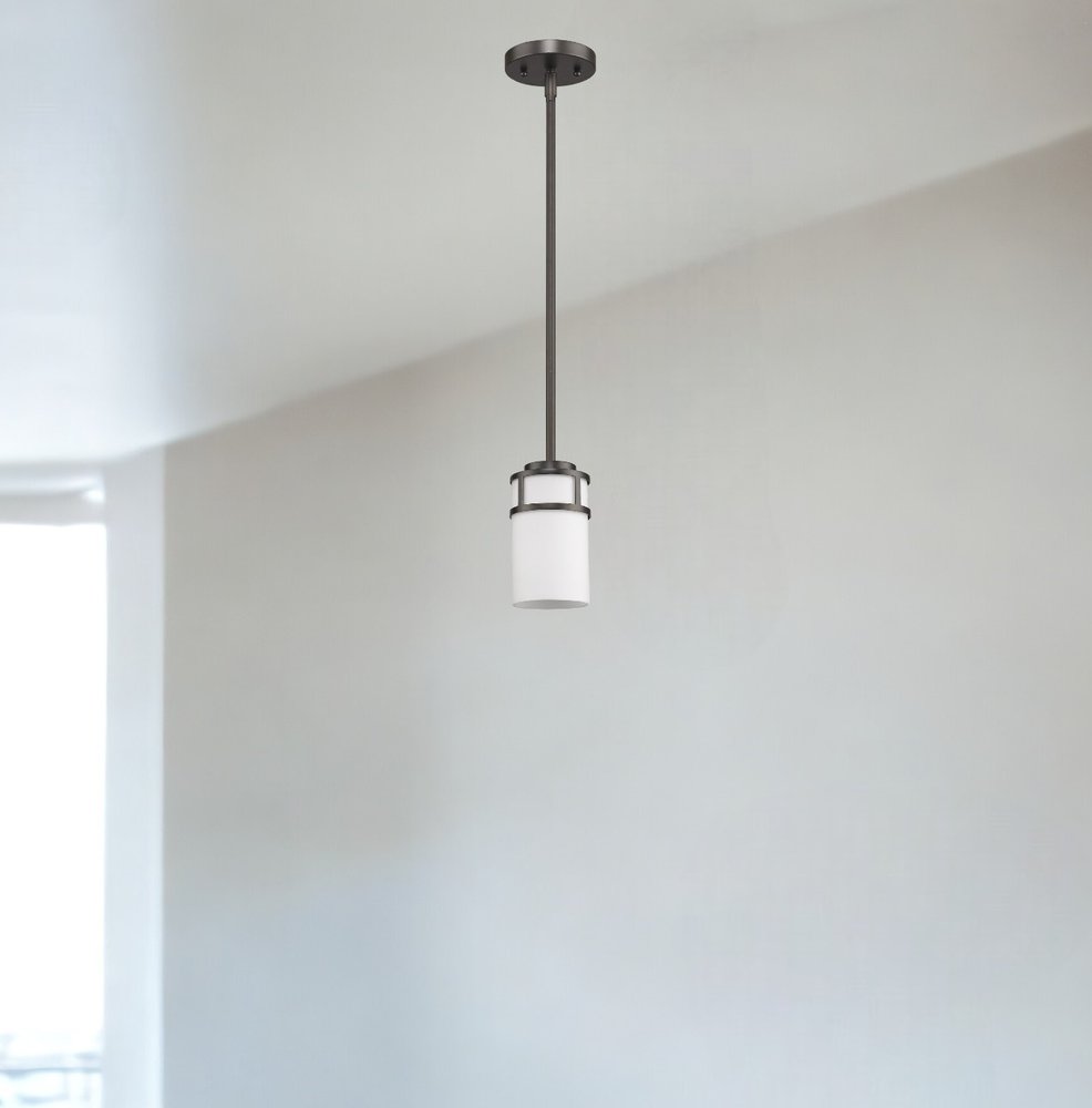 Brushed Bronze Minimalist Cylindrical Hanging Light HomeRoots
