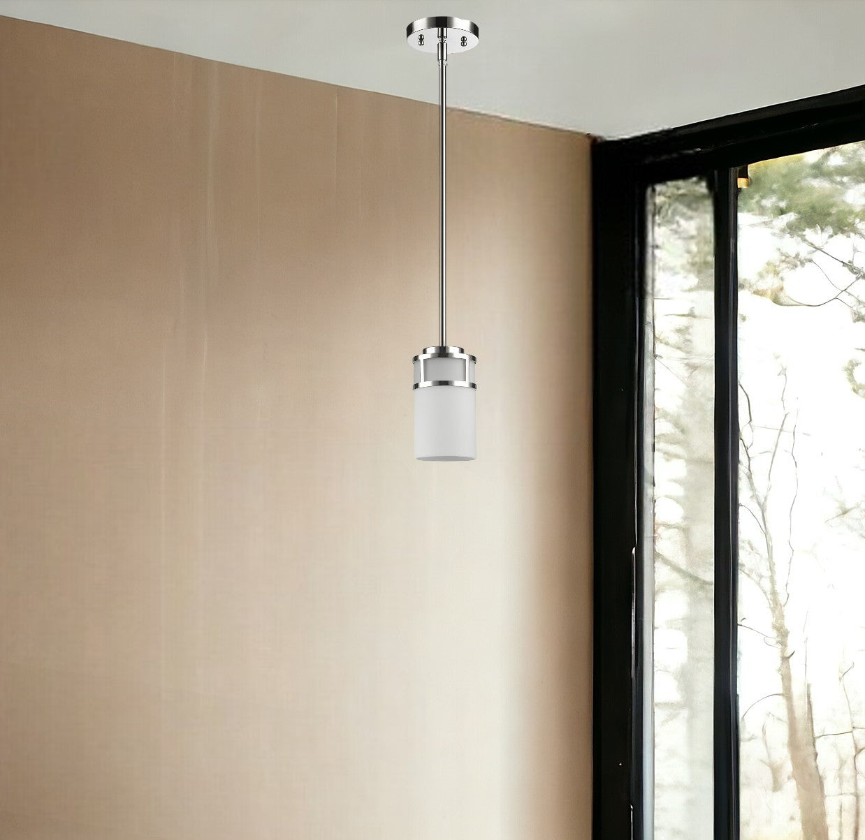 Silver Minimalist Cylindrical Hanging Light