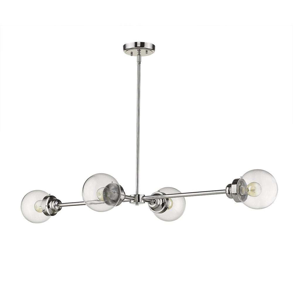 Silver Metal Four Light Dimmable Ceiling Light With Clear Shades HomeRoots