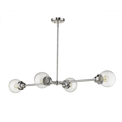 Silver Metal Four Light Dimmable Ceiling Light With Clear Shades HomeRoots