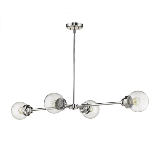 Silver Metal Four Light Dimmable Ceiling Light With Clear Shades HomeRoots