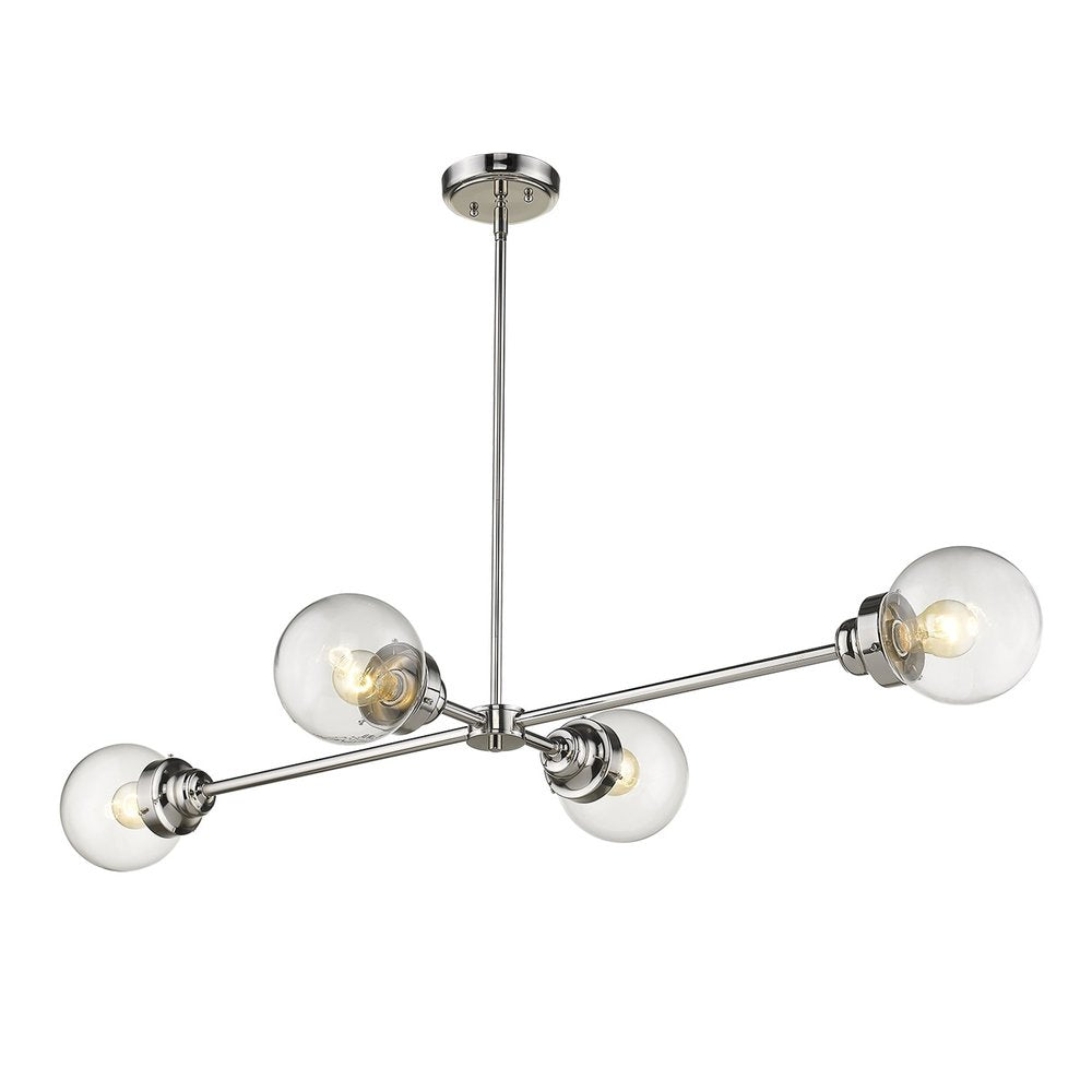 Silver Metal Four Light Dimmable Ceiling Light With Clear Shades HomeRoots