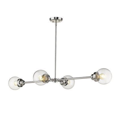 Silver Metal Four Light Dimmable Ceiling Light With Clear Shades HomeRoots