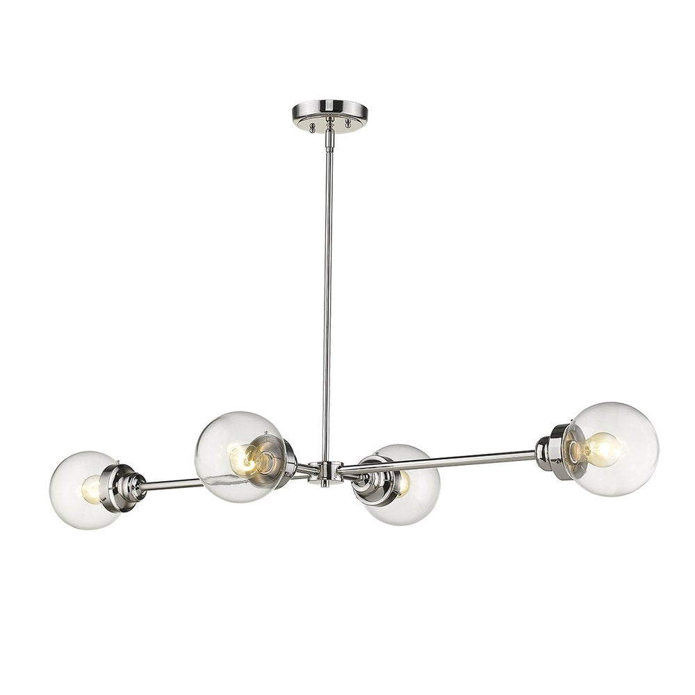 Silver Metal Four Light Dimmable Ceiling Light With Clear Shades HomeRoots