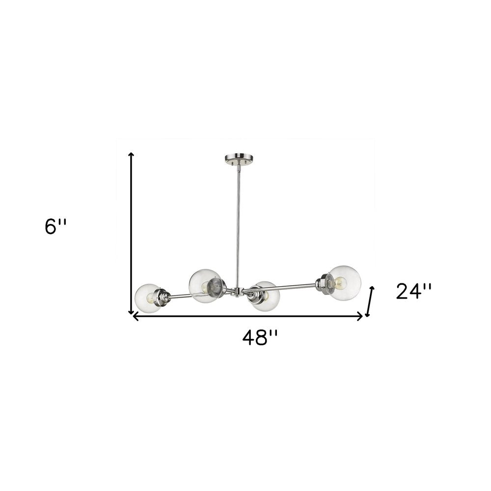 Silver Metal Four Light Dimmable Ceiling Light With Clear Shades HomeRoots
