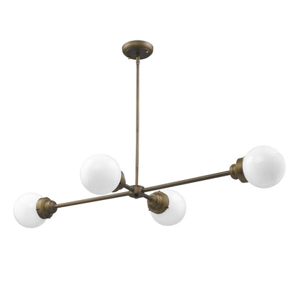 Bronze Metal Four Light Dimmable Ceiling Light With Off White Shades HomeRoots