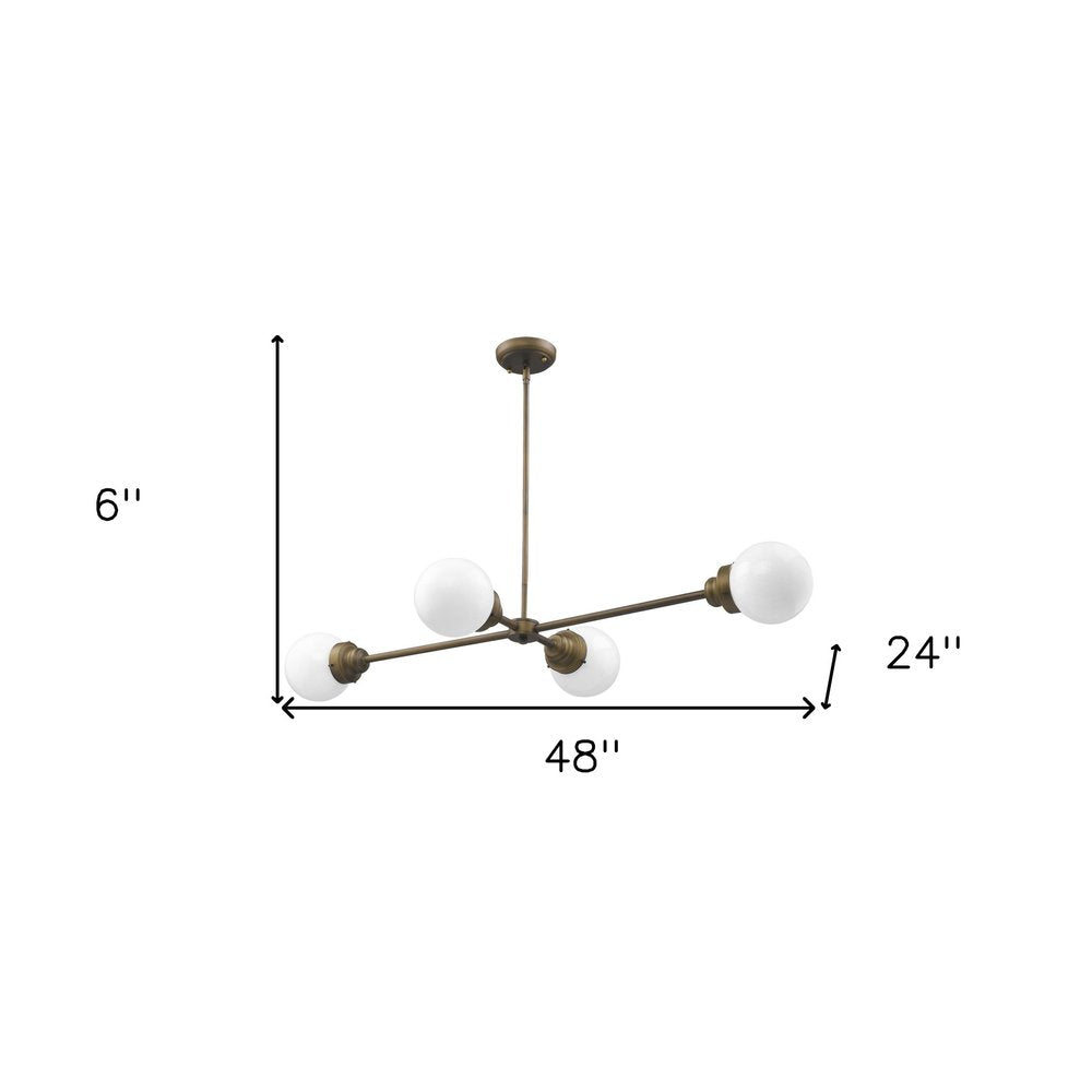 Bronze Metal Four Light Dimmable Ceiling Light With Off White Shades HomeRoots