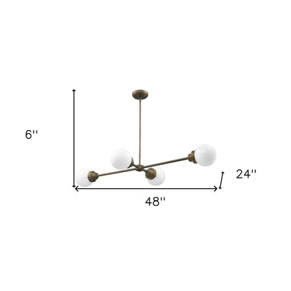Bronze Metal Four Light Dimmable Ceiling Light With Off White Shades HomeRoots