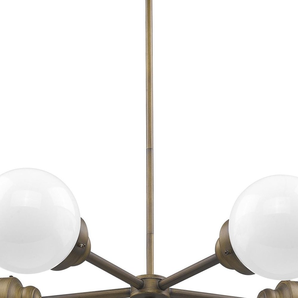 Bronze Five Light Metal Dimmable Chandelier With White Shades HomeRoots