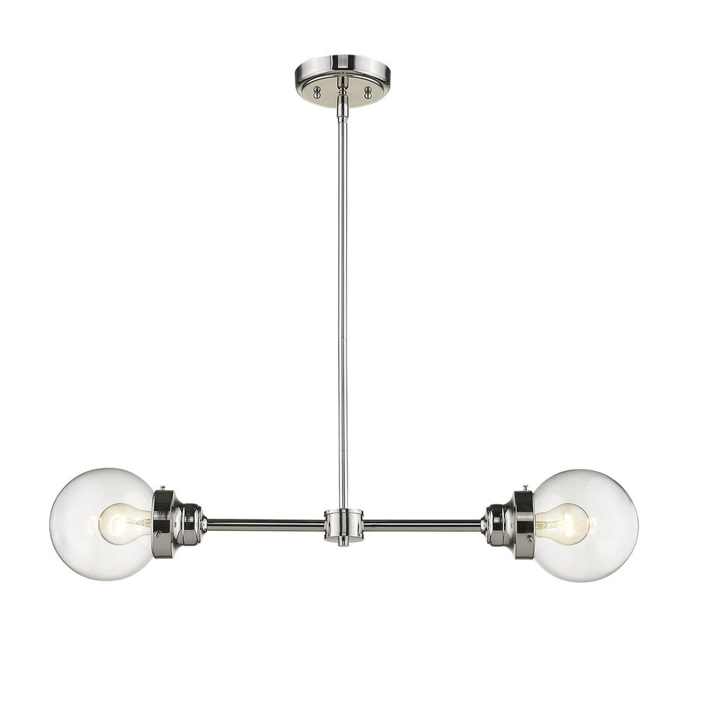 Silver Metal Two Light Dimmable Ceiling Light With Clear Shades HomeRoots