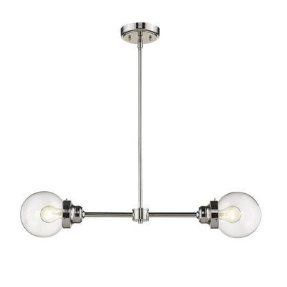 Silver Metal Two Light Dimmable Ceiling Light With Clear Shades HomeRoots