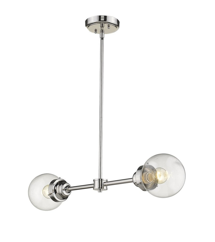 Silver Metal Two Light Dimmable Ceiling Light With Clear Shades — view 2