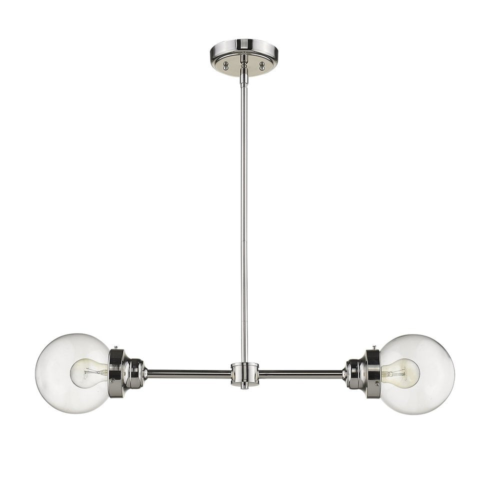 Silver Metal Two Light Dimmable Ceiling Light With Clear Shades — view 3